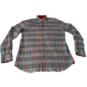 Luchiano Visconti Colorful Mens XL Plaid Print Seersucker Button Down Shirt
